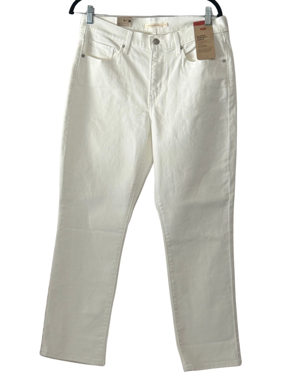 Levi's Womens Classic Straight Ankle Jeans Size 12 White High Rise 5-Pocket